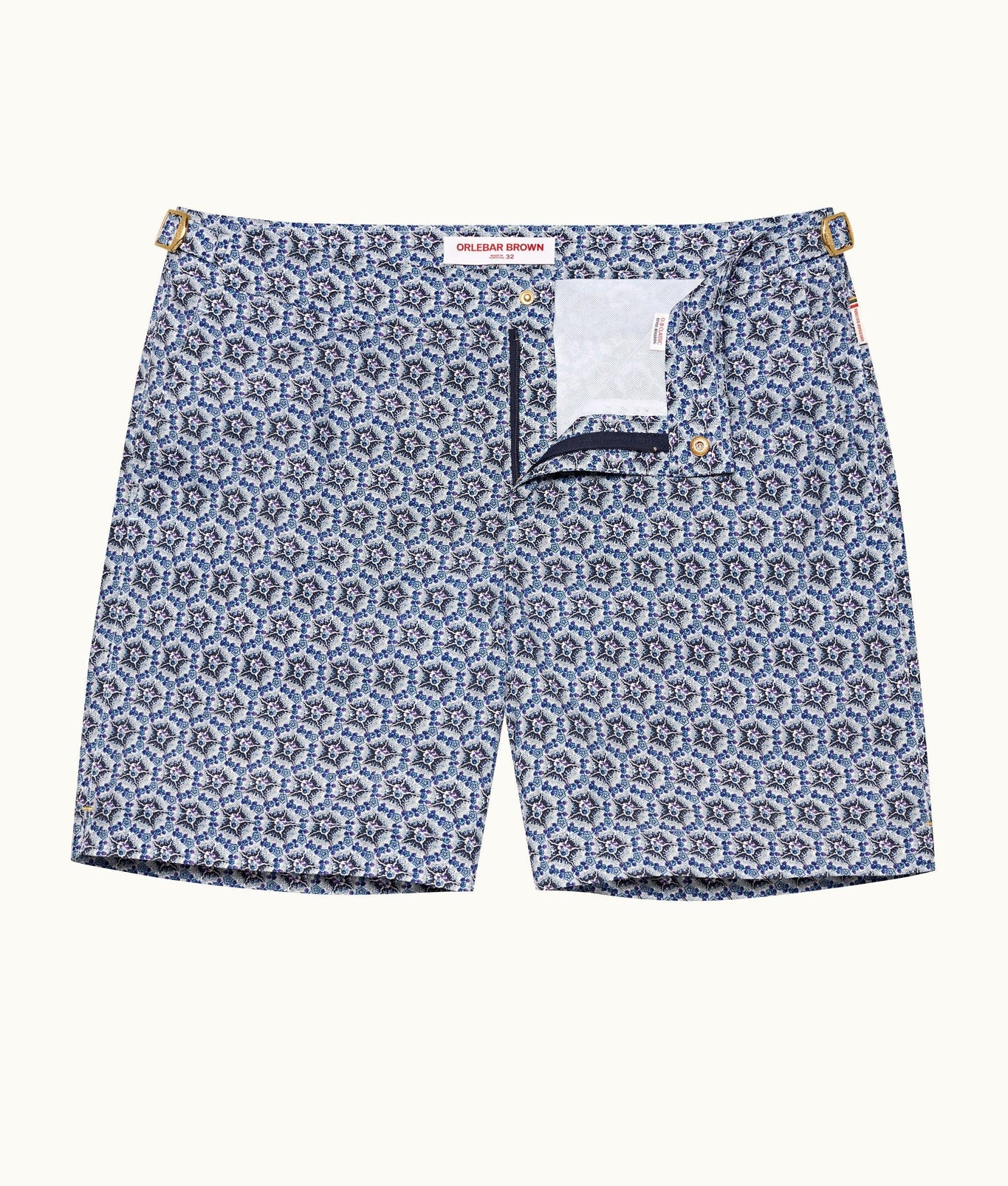 Bulldog Roseate Print Mid-Length Swim Shorts | Azul Blue