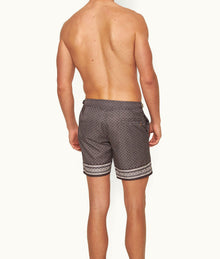 Bulldog Solmio Print Mid-Length Swim Shorts | Truffle