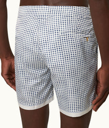 Bulldog Tiescape Print Mid-Length Swim Shorts | White Sand/Azul Blue