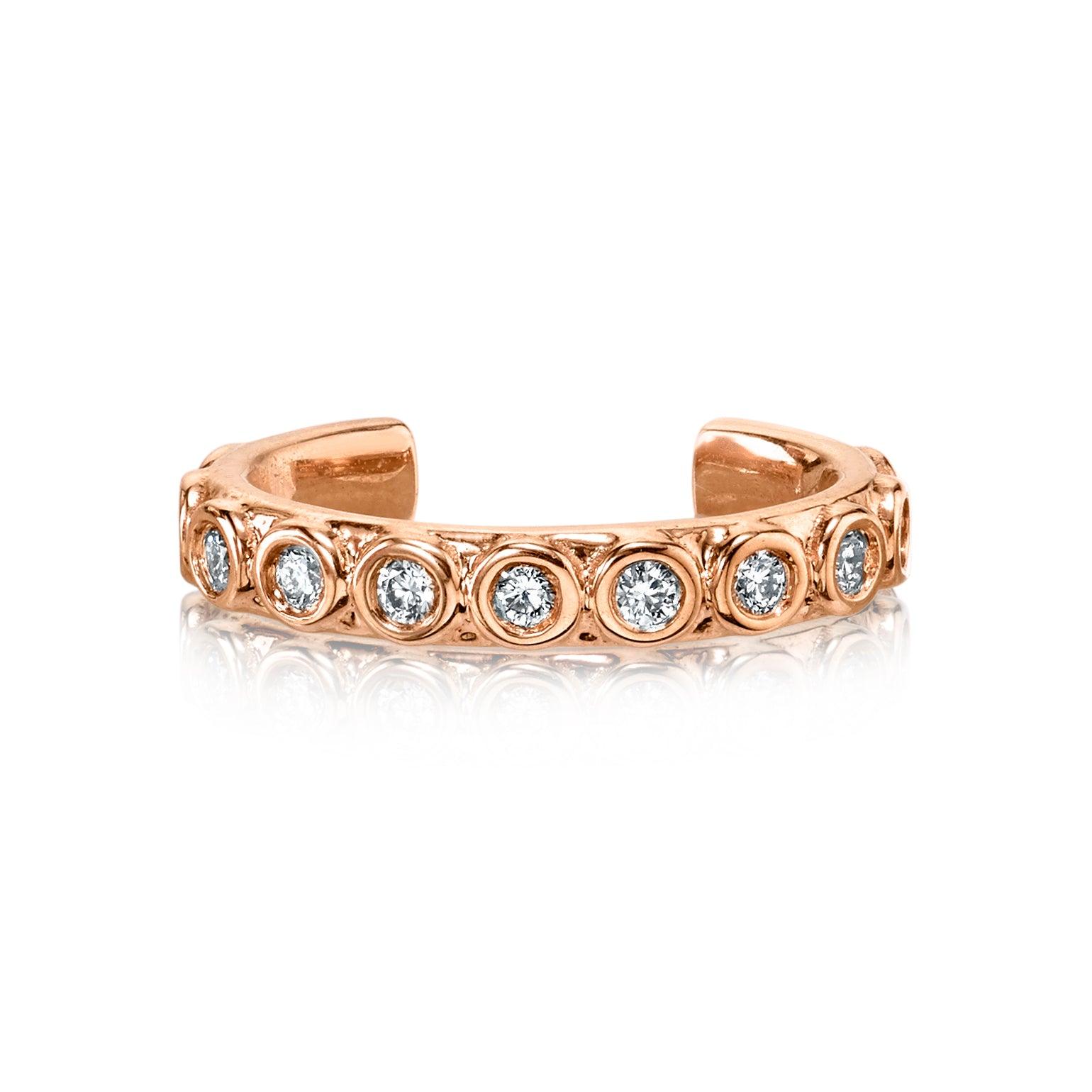 Women | White Diamond Bezel Ear Cuff | 14k Rose Gold