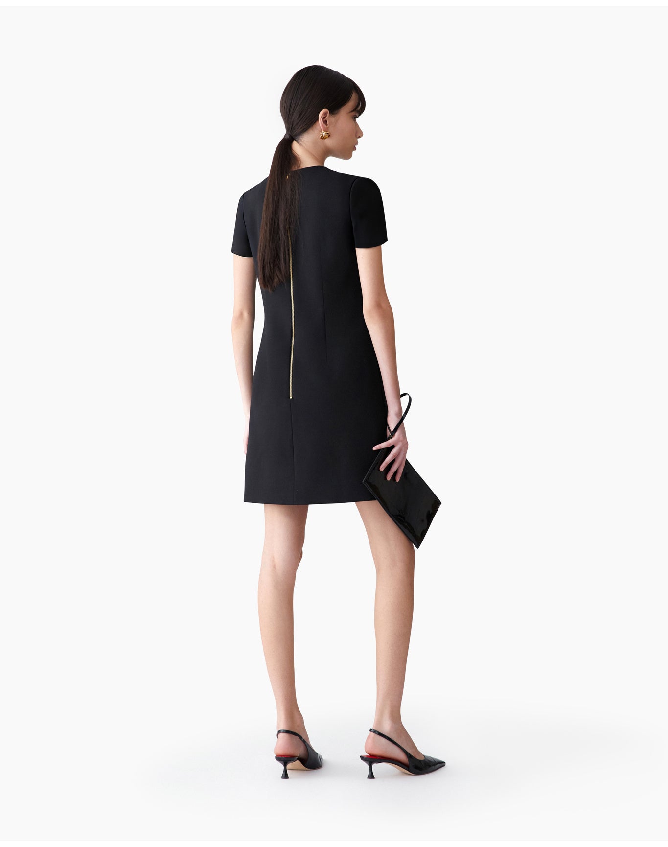 Embroidered Short Sleeve Crewneck Shift Dress | Black Multi
