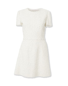 Embroidered Short Sleeve Crewneck Mini Dress | Ivory