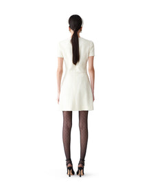 Embroidered Short Sleeve Crewneck Mini Dress | Ivory