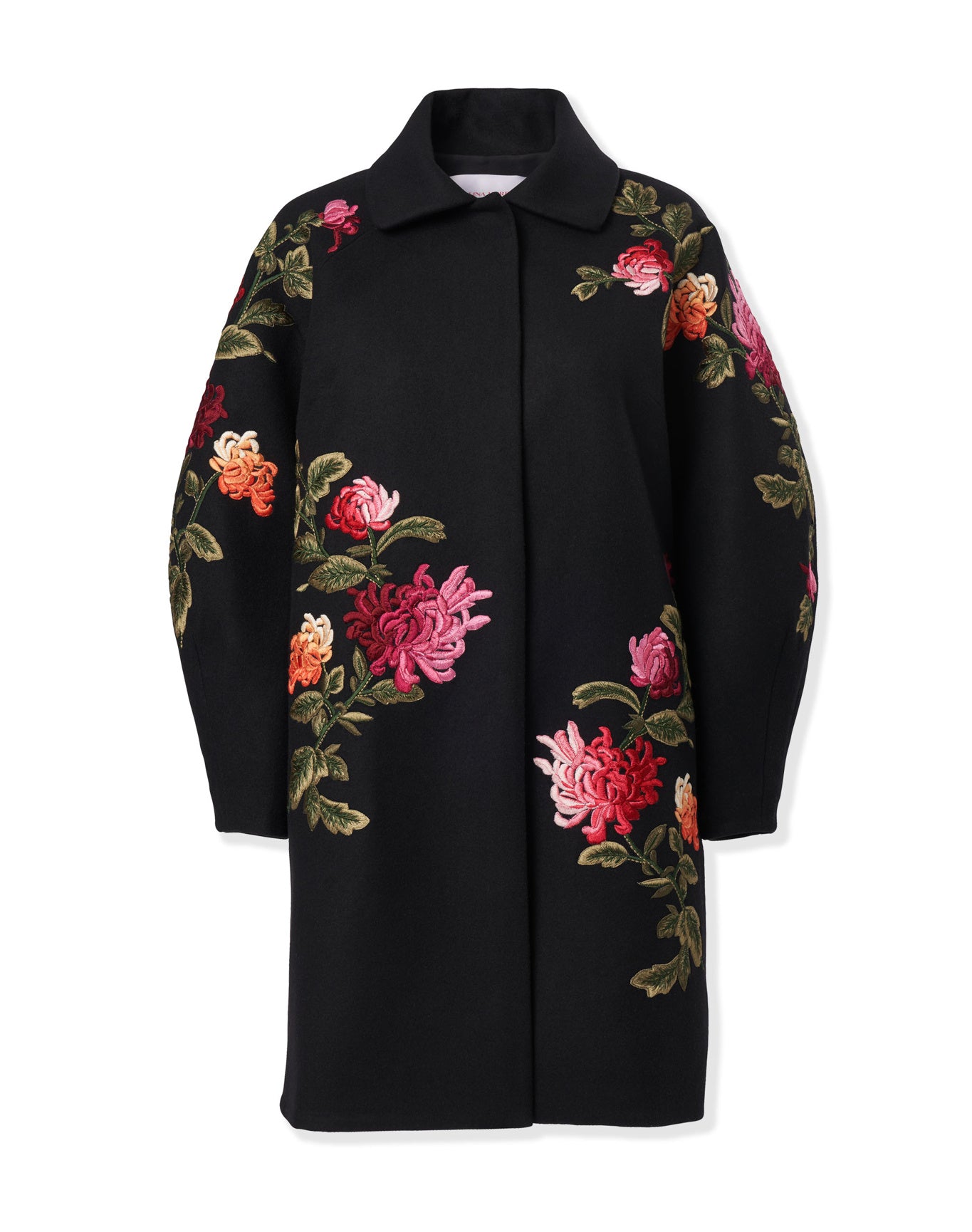 Embroidered Cocoon Sleeve Coat | Black Multi