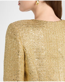 Collarless Cropped Jacket | Gold