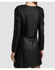 Collarless Cropped Jacket | Black
