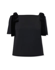 Short Sleeve Top With Bows | Black
