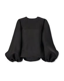 Puff Sleeve Crewneck Top | Black