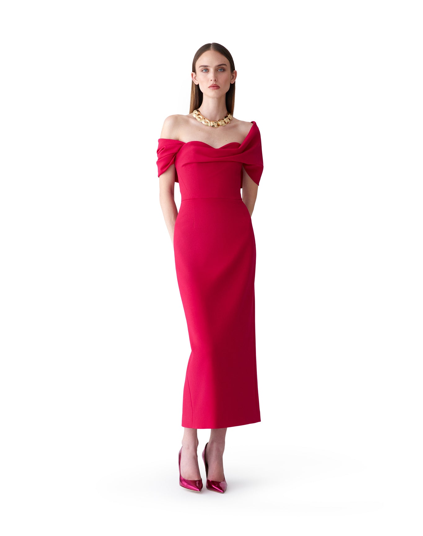 Draped Midi Dress | Claret