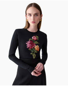 Embroidered Long Sleeve Crewneck Sweater | Black Multi (V2)