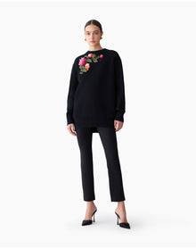 Embroidered Long Sleeve Crewneck Sweater | Black Multi (V1)