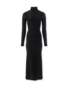 Long Sleeve Turtleneck Midi Dress | Black