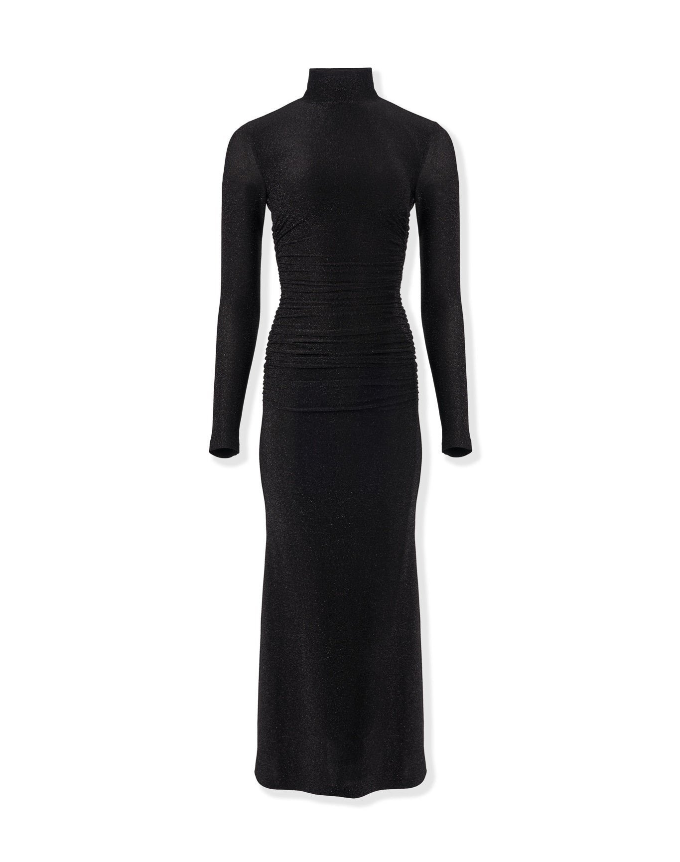Long Sleeve Turtleneck Midi Dress | Black