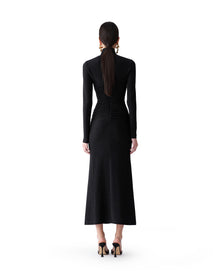 Long Sleeve Turtleneck Midi Dress | Black