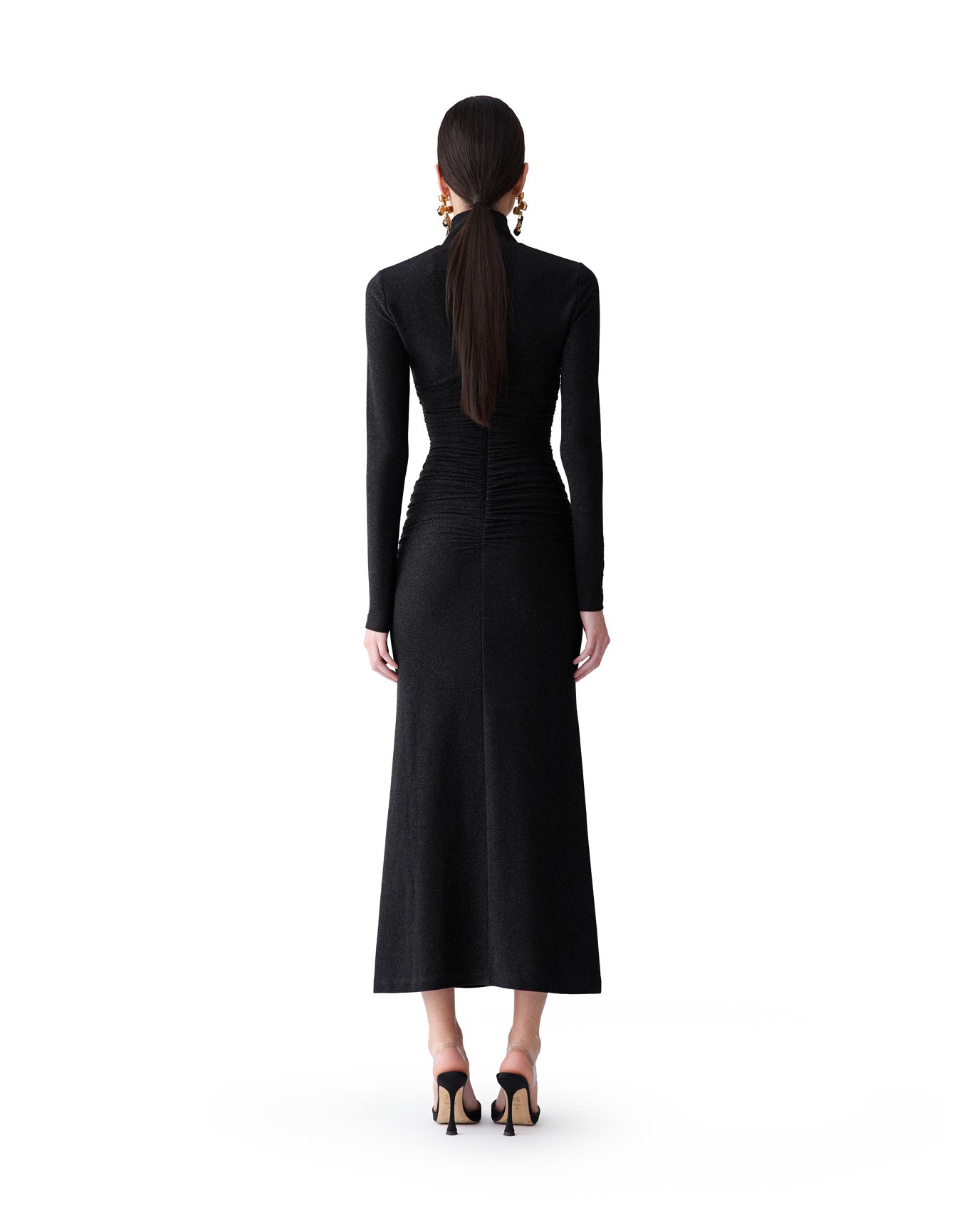 Long Sleeve Turtleneck Midi Dress | Black