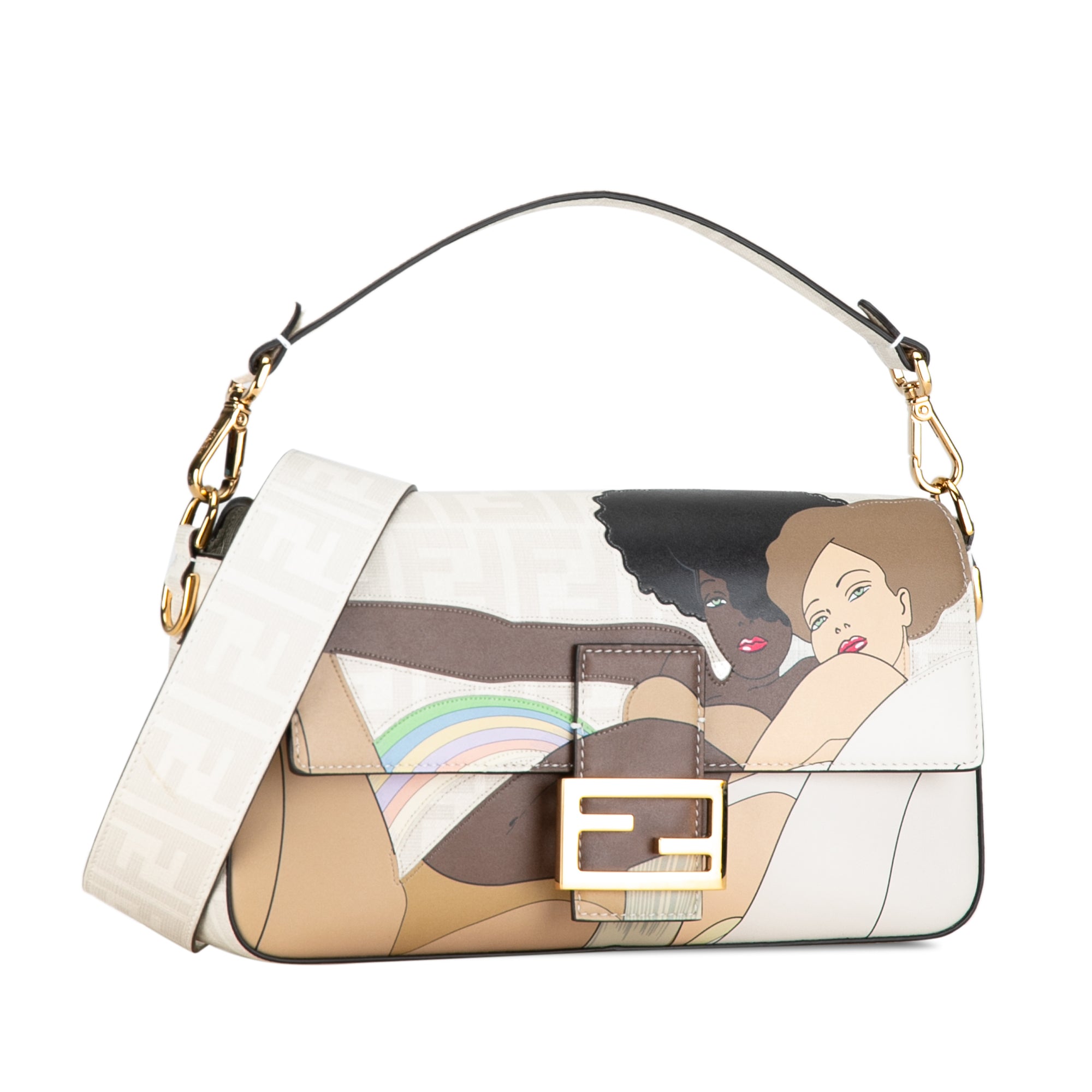 Fendi | Pre-Owned Zucca Graphic Print Coated Canvas Bikini Girls Baguette Satchel | White