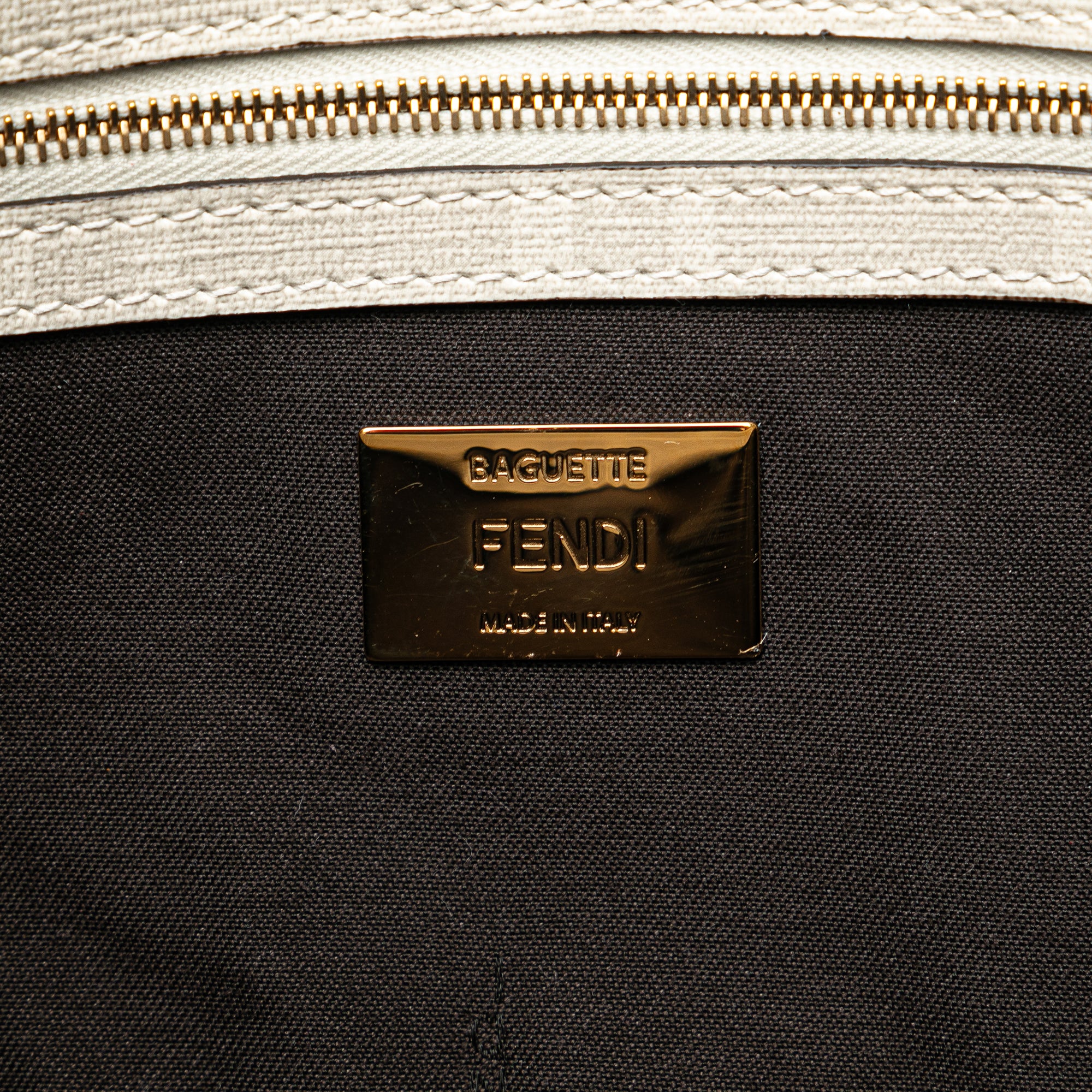 Fendi | Pre-Owned Zucca Graphic Print Coated Canvas Bikini Girls Baguette Satchel | White