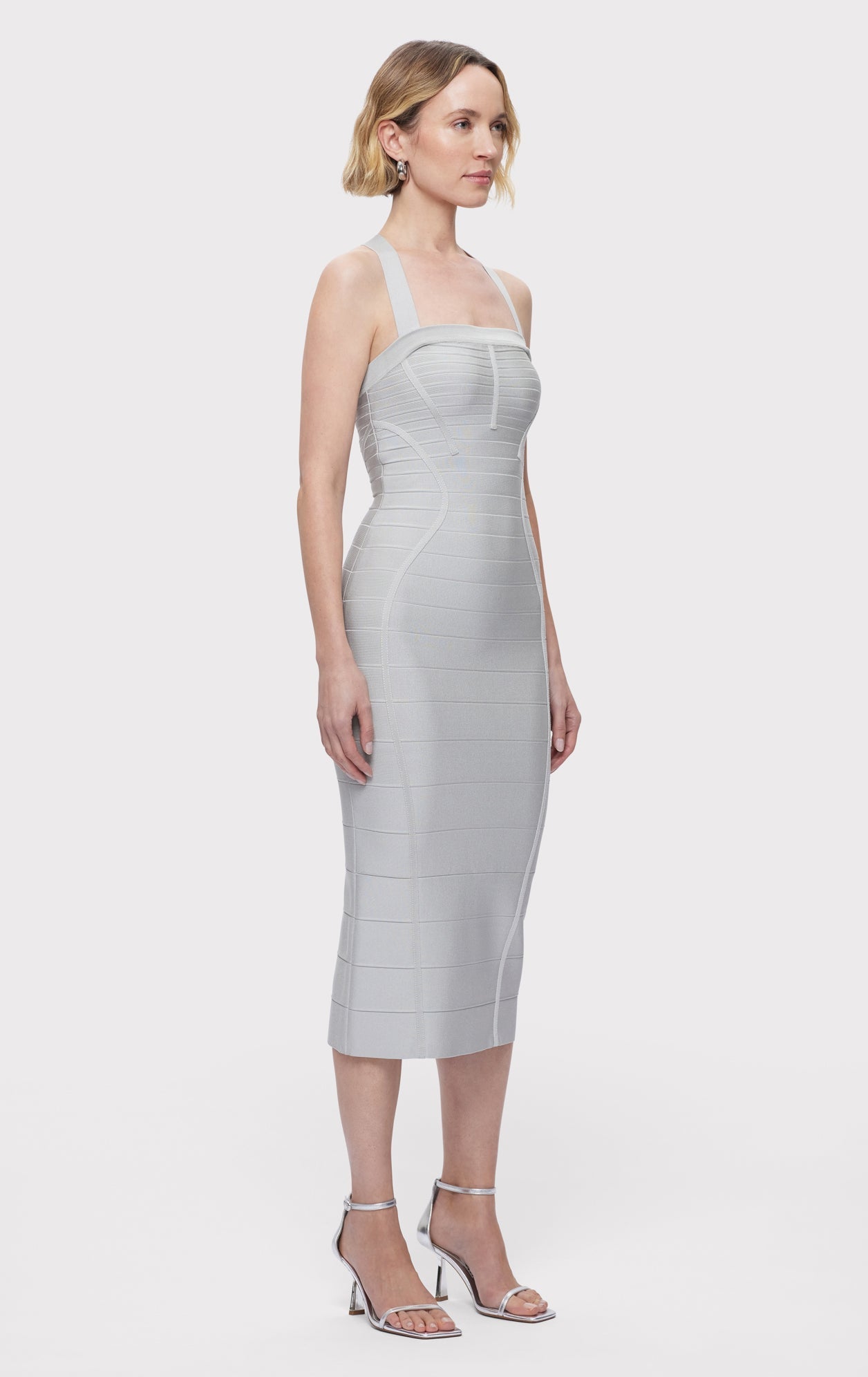 S/L Cross Back Bandage Midi Dress | Mist