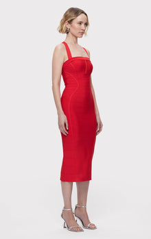 S/L Cross Back Bandage Midi Dress | Chili