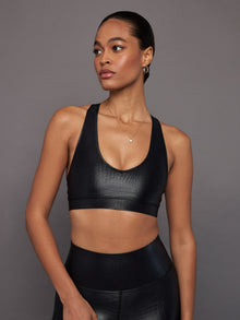 Action Bra 2.0 in Croc Takara Shine | Black Crocodile