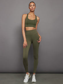 T Back Bra in Diamond Compression | Olive