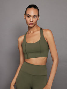 T Back Bra in Diamond Compression | Olive