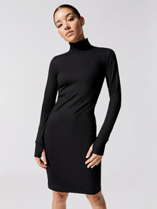 Ribbed Long Sleeve Dress | Black