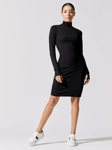 Ribbed Long Sleeve Dress | Black