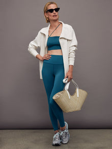 High Rise Full-Length Legging in Diamond Compression | Deep Lagoon