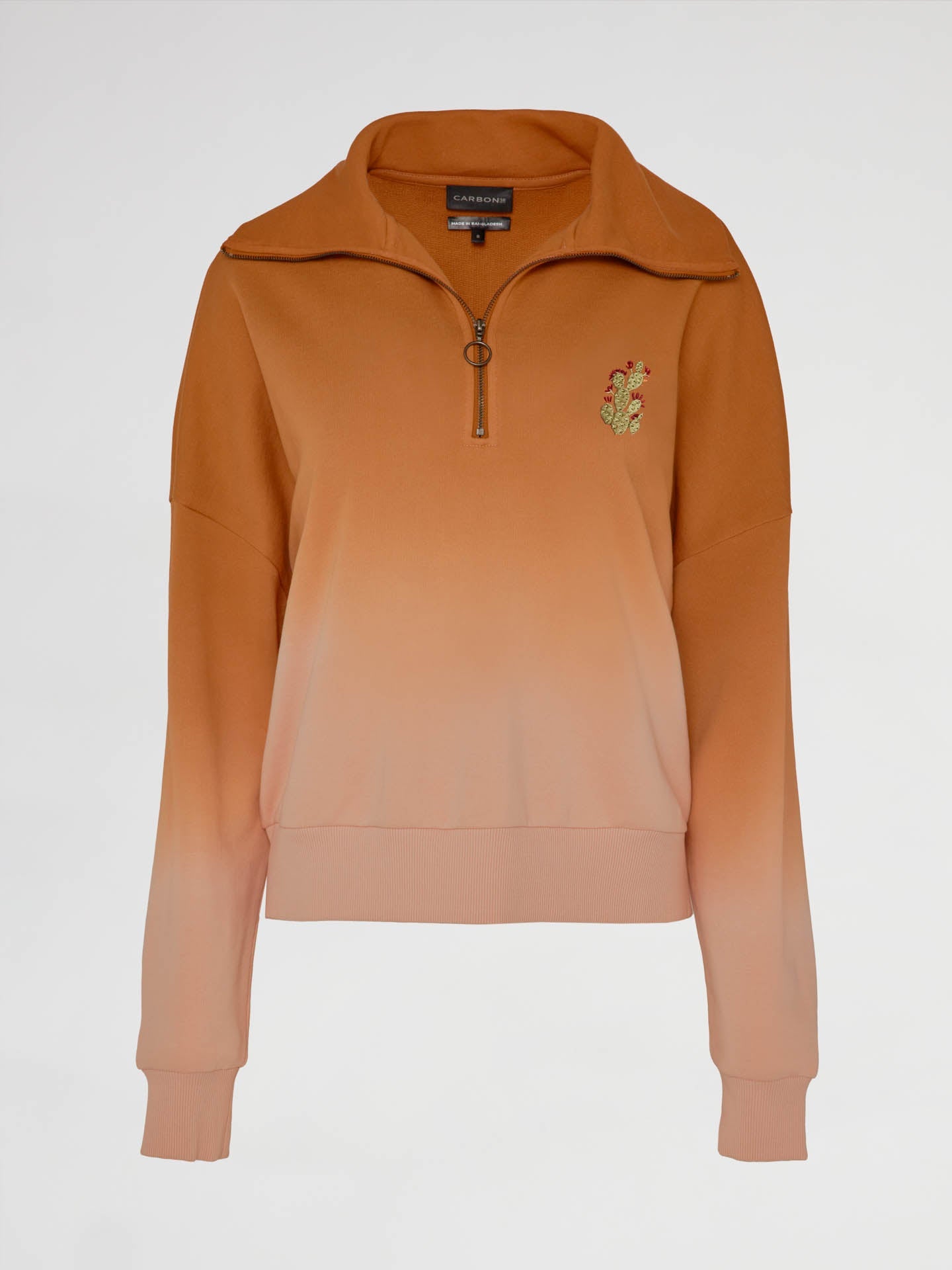 Ombre French Terry Half Zip / Cactus | Caramel Cafe To Rose Cloud