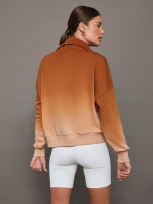 Ombre French Terry Half Zip / Cactus | Caramel Cafe To Rose Cloud