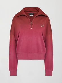 Carbon38 | Ombre French Terry Half Zip // Horseshoe | Merlot To Magenta Haze