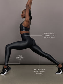 High Rise Full-Length Legging in Takara Shine | Black