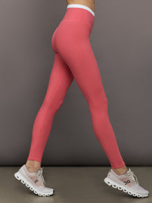 Contrast Waistband Legging in Melt | Rosewood / White