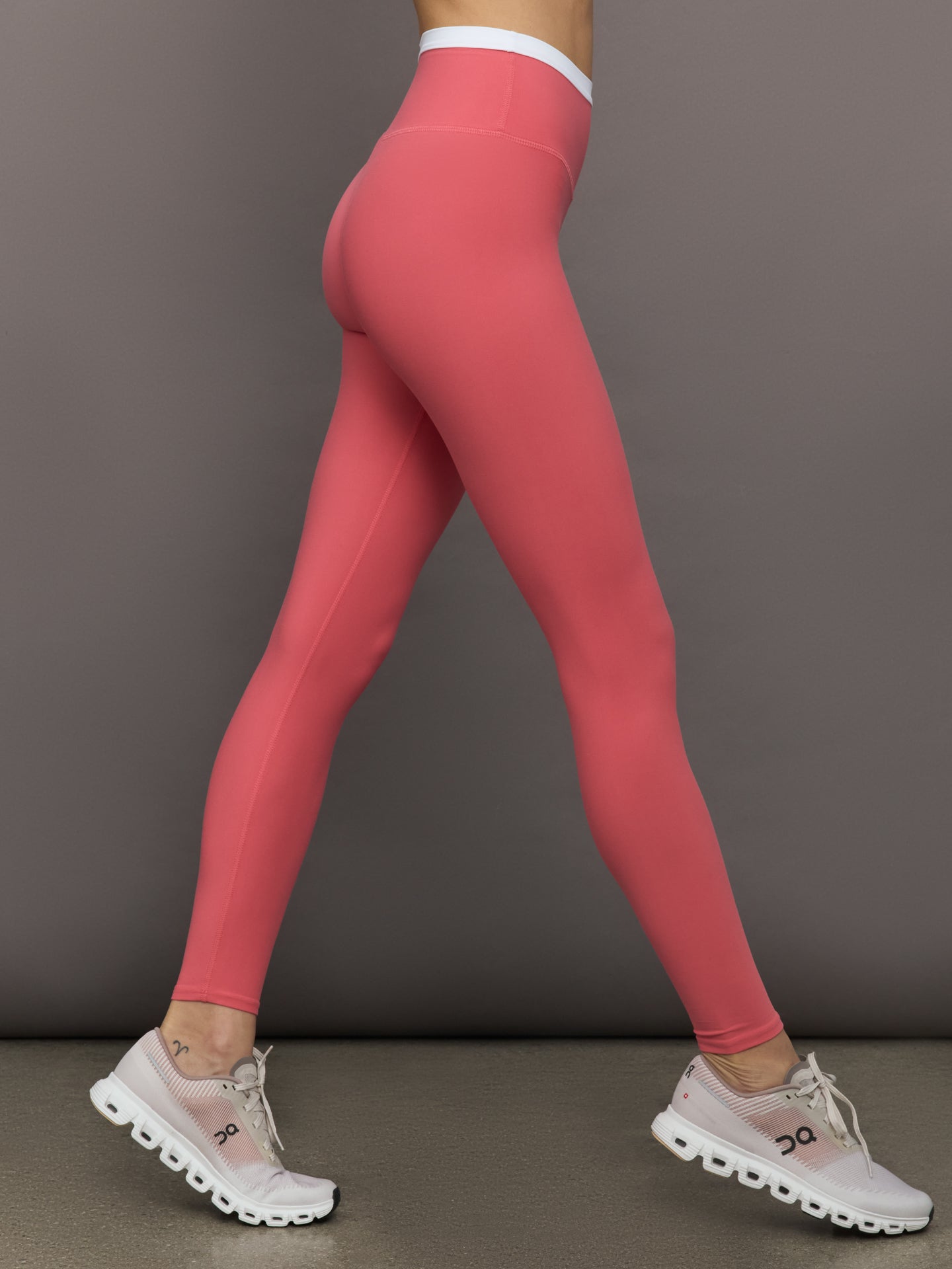 Contrast Waistband Legging in Melt | Rosewood / White