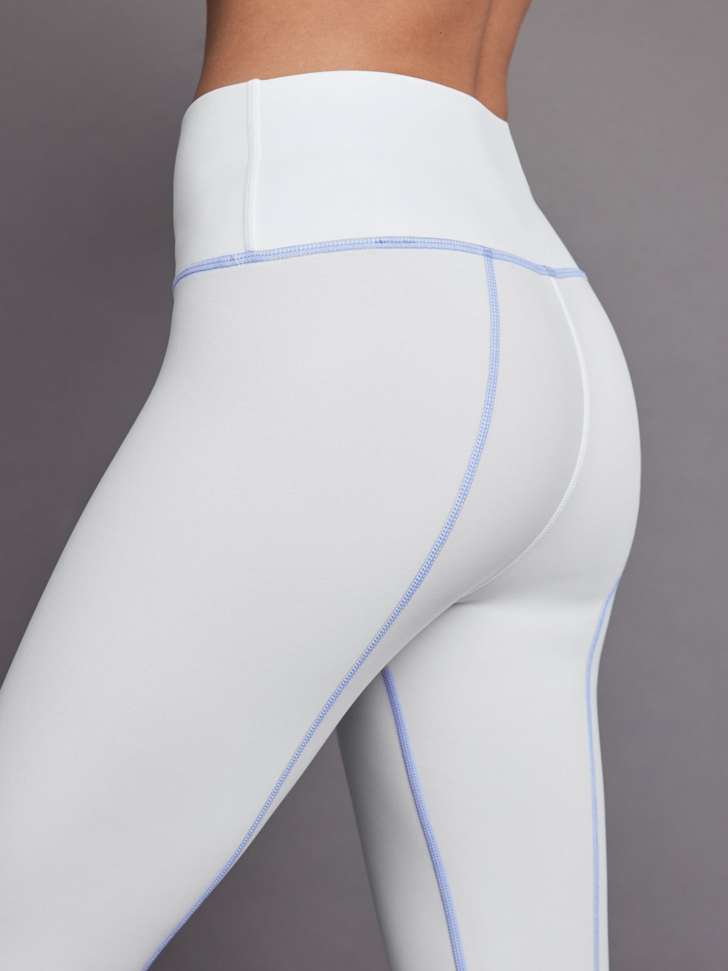 High Rise Fleece Back Seam Legging | White