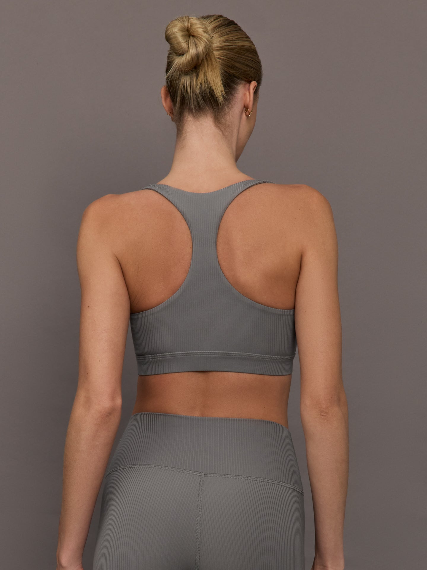 Racerback Bra in Ribbed Melt | Steel Grey