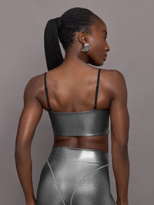 Carbon38 | Liquid Metallic Scoop Bra | Metallic Silver