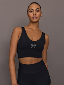 Rhinestone Bow Bra in Melt | Black