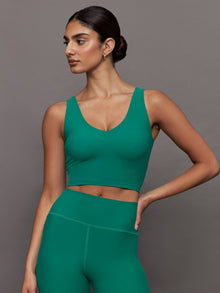 Carbon38 | V-Neck Longline Bra In Melt | Malachite