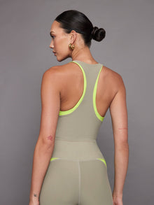 Carbon38 | Colorblock High Neck Tank | Silversage/Acid Lime