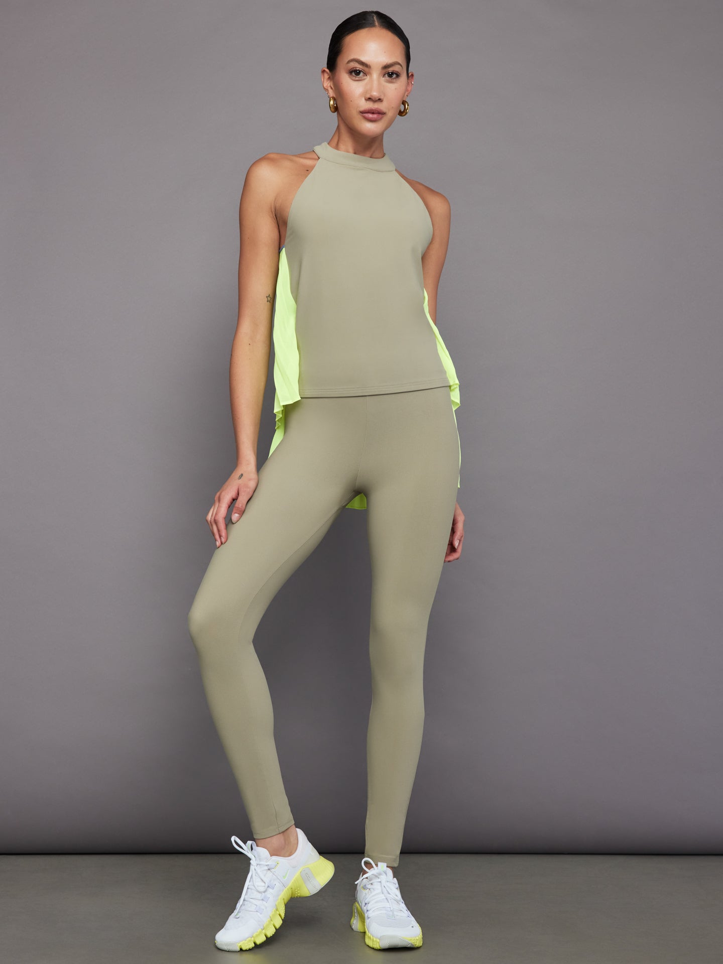 Pleated Back Tank in Melt | Silversage / Acid Lime
