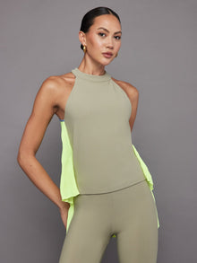 Pleated Back Tank in Melt | Silversage / Acid Lime
