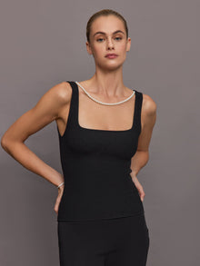 Carbon38 | Pearl Necklace Sweater Tank | Black