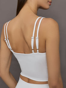 V-Neck Tank in Ribbed Melt | White