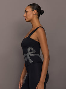Rhinestone Bow Tank in Melt | Black