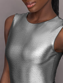 Carbon38 | Liquid Metallic Bodysuit | Metallic Silver