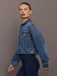 Jeweled Cropped Denim Jacket | Dark Wash