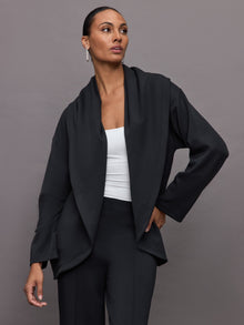 Knit Cocoon Cardigan in Interlock | Black
