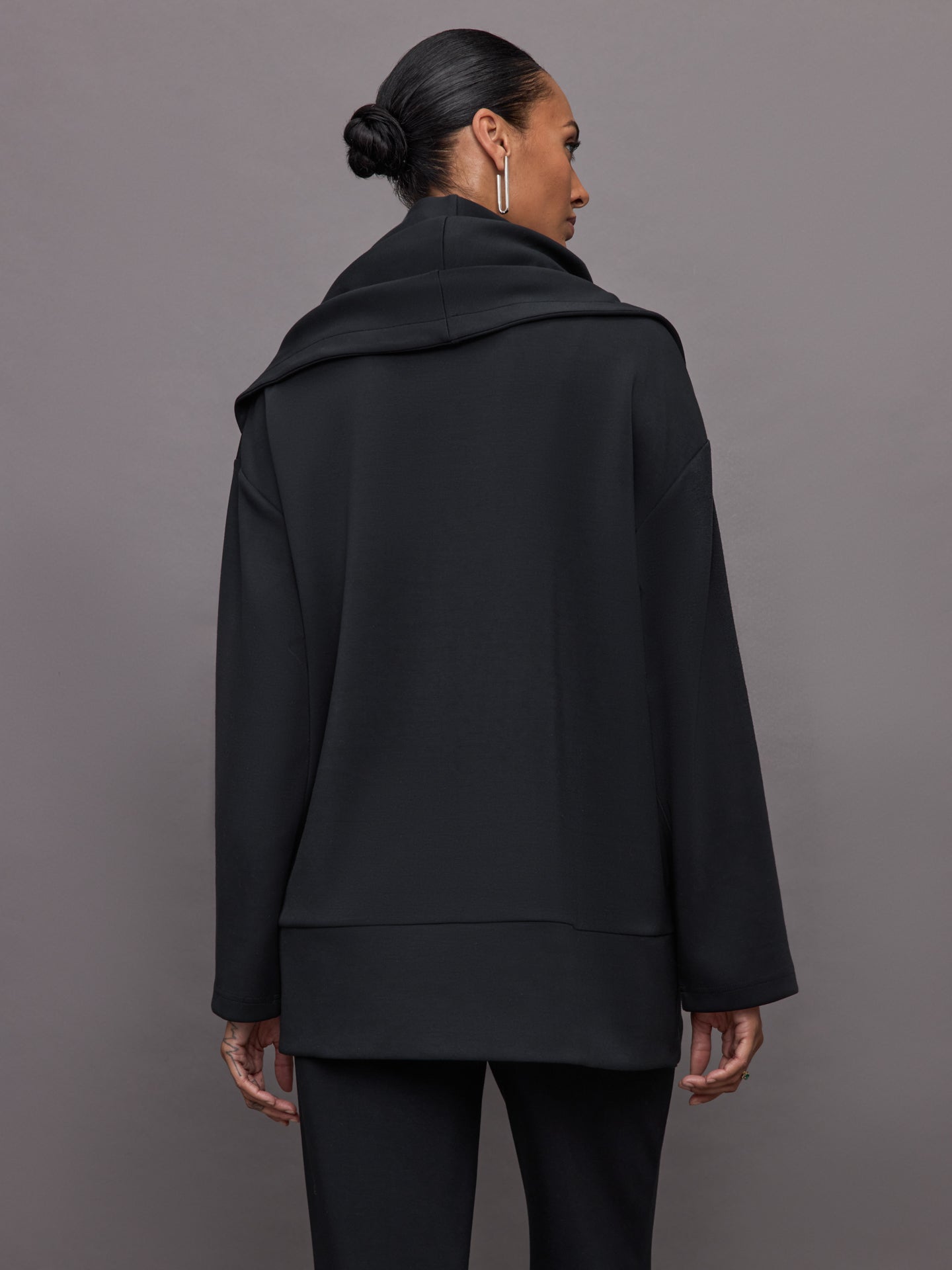 Knit Cocoon Cardigan in Interlock | Black
